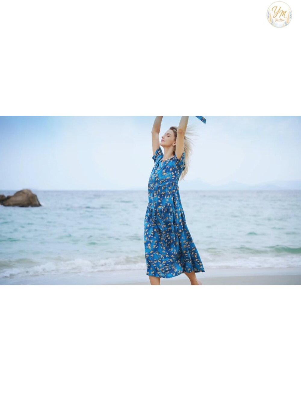 Womens Floral Maxi Dress Cotton Rayon Bohemian Swing Dress Pockets Casual - Picture 5 of 6